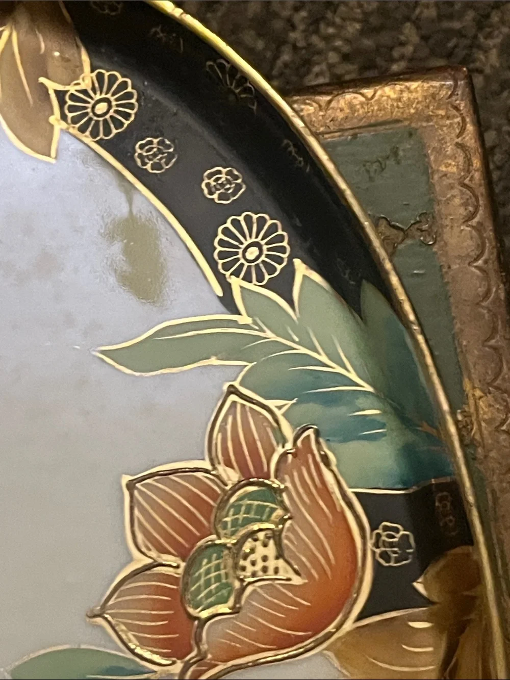 Tashiro shoten Mark Vintage 1940s hand painted platter with handles